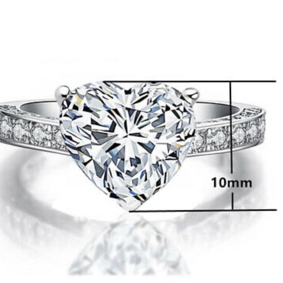 New Stamped 925 Silver Heart ❇️ Sparkle Ring - Picture 4 of 7